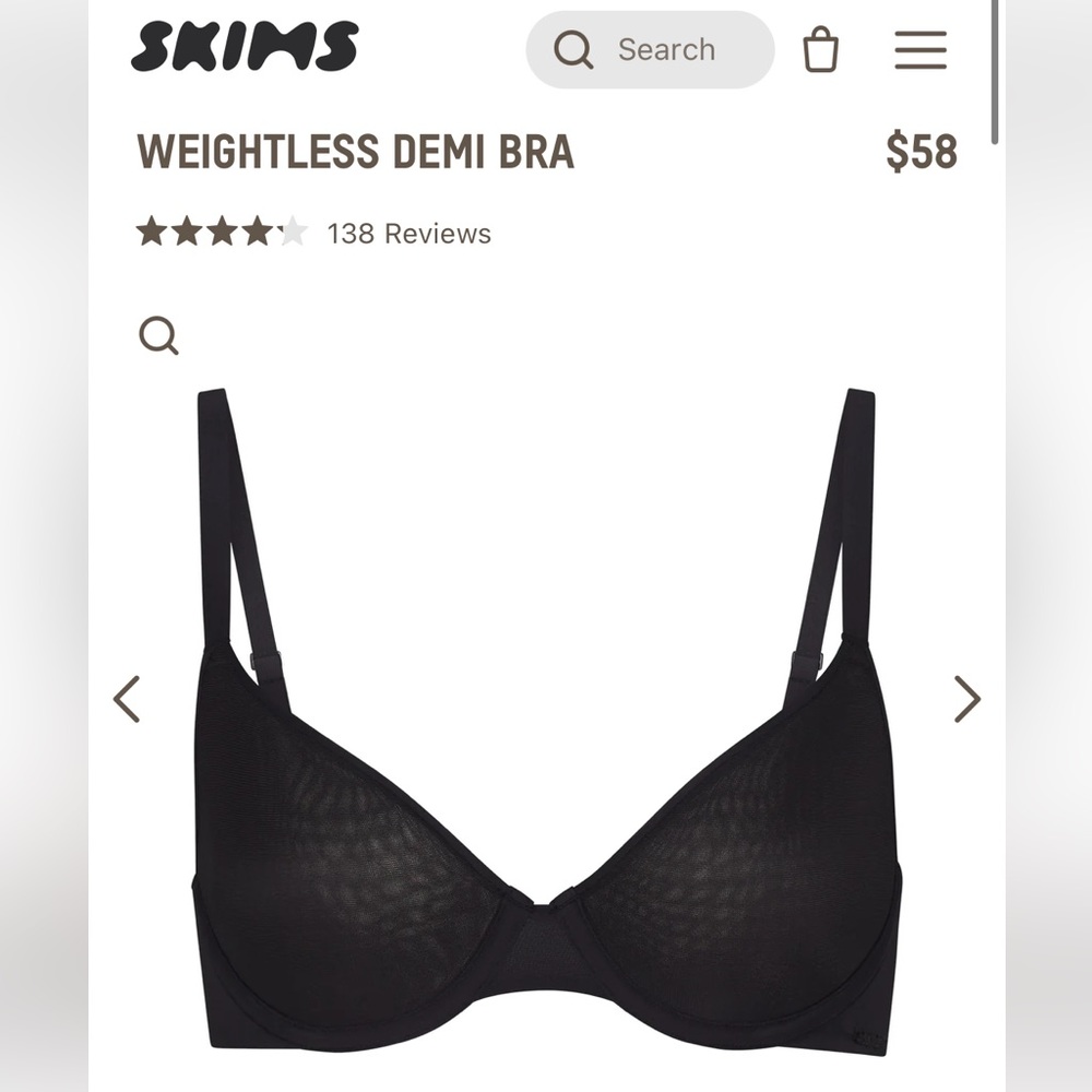 SKIMS WEIGHTLESS DEMI BRA (ONYX)